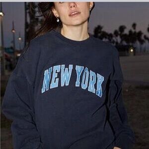 Brandy Melville New York Graphic Sweater - Dark Blue